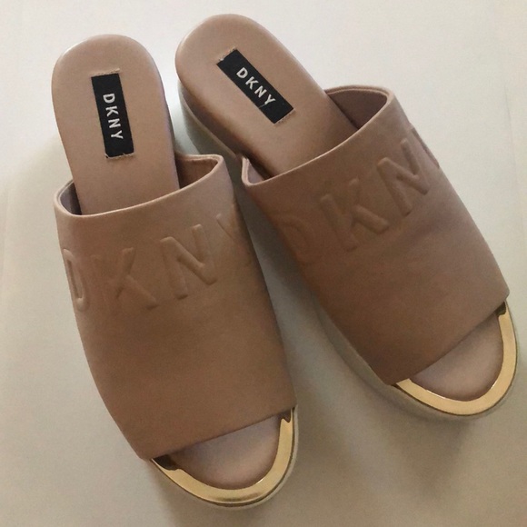 Dkny Shoes - DKNY Cream with Gold Accent Platform Sandals